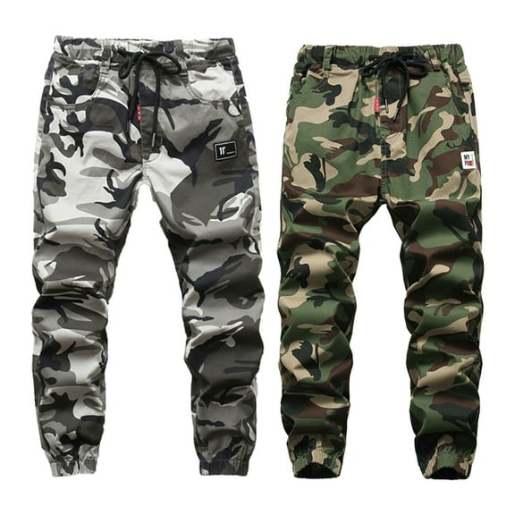 KYAIGUO Kids Boys Camo Pants Casual Youth Loose Pants for Toddler Drawstring Camouflage Trousers Spring Autumn Cargo Joggers Pants 5-15Y
