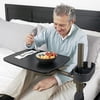 Signature Life Overbed Table, Large Bedside Tray with Cup Holder, Swiveling Tray & Laptop Stand