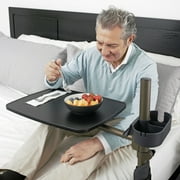 Signature Life Overbed Table, Large Bedside Tray with Cup Holder, Swiveling Tray & Laptop Stand
