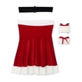 thumbnail image 5 of TiaoBug Womens Christmas Holiday Santa Costume Velvet Tube Dress Strapless Flare A Line Party Dress Red S, 5 of 7