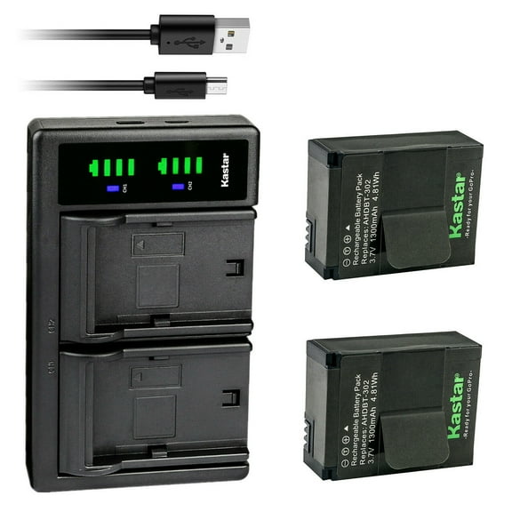 Kastar 2-Pack 3.7V 1300mAh Battery and LTD2 USB Charger Replacement for SP-Gadgets 3.7V Battery POV Light and Powerbar Duo