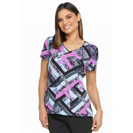 

Dickies Prints Medical Scrubs Top for Women V-Neck DK701 XS Grid Garden