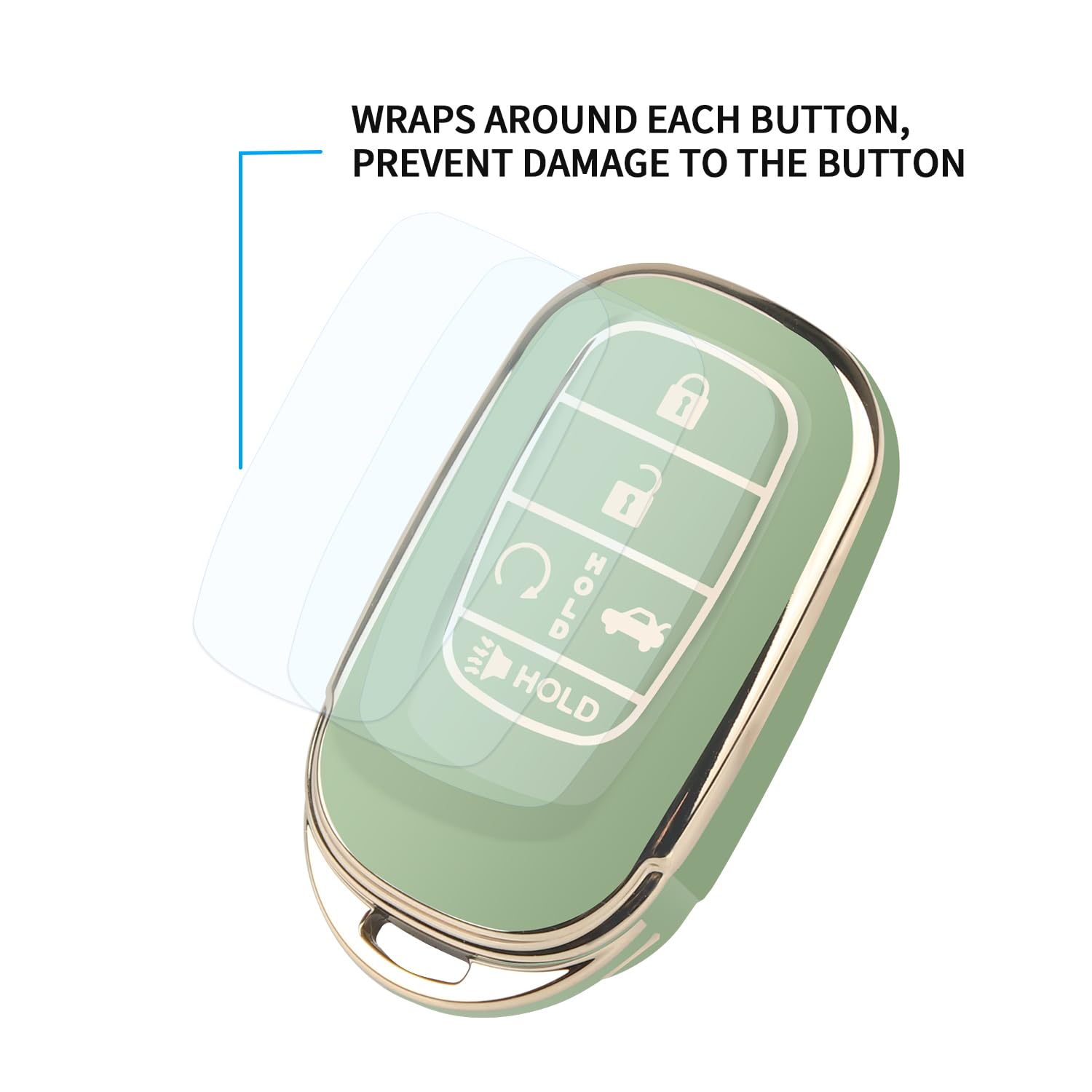 for Honda Key Fob Cover, Soft TPU Car Key Case Protector with Leather Keychain Compatible with Honda Accord Civic HR-V CR-V Pilot Odyssey Smart Remote Key Keychain