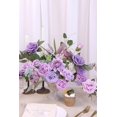 thumbnail image 2 of Juego De Caja Combinada De Flores Artificiales, Hojas Y Tallos Sueltos De Flores Artificiales, Ramo De Centro De Boda, Novia, Boda, Baby Shower (Lavanda Lila), 2 of 5