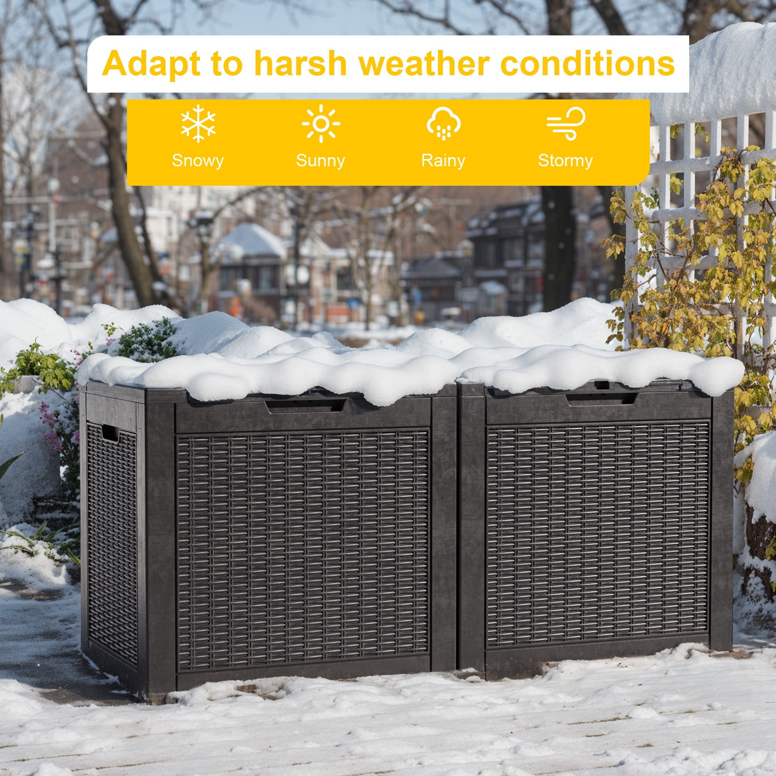 EASY UP 30 Gallon Resin Deck Box, Lockable Patio Outdoor Storage Box for Furniture, Garden Tools and Tools Storage, Waterproof Outside Storage Boxes