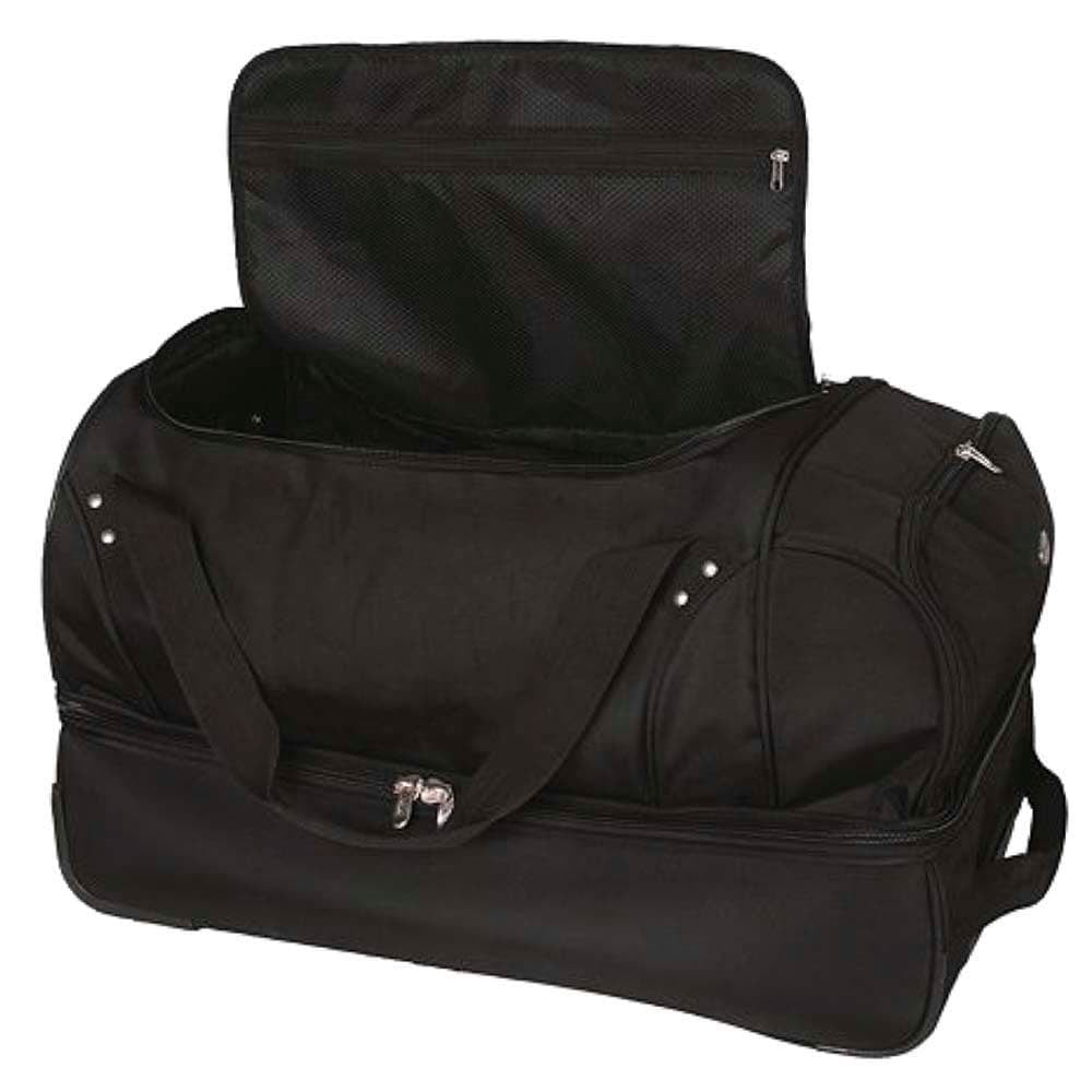 MOJO Kansas Jayhawks Black 27'' 2-Wheel Drop Bottom Rolling Duffel Bag