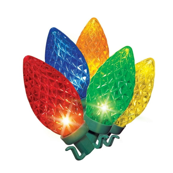 Holiday Time 100-Count Multicolor LED Diamond-Cut C9 Christmas Lights, with Green Wire, 58'
