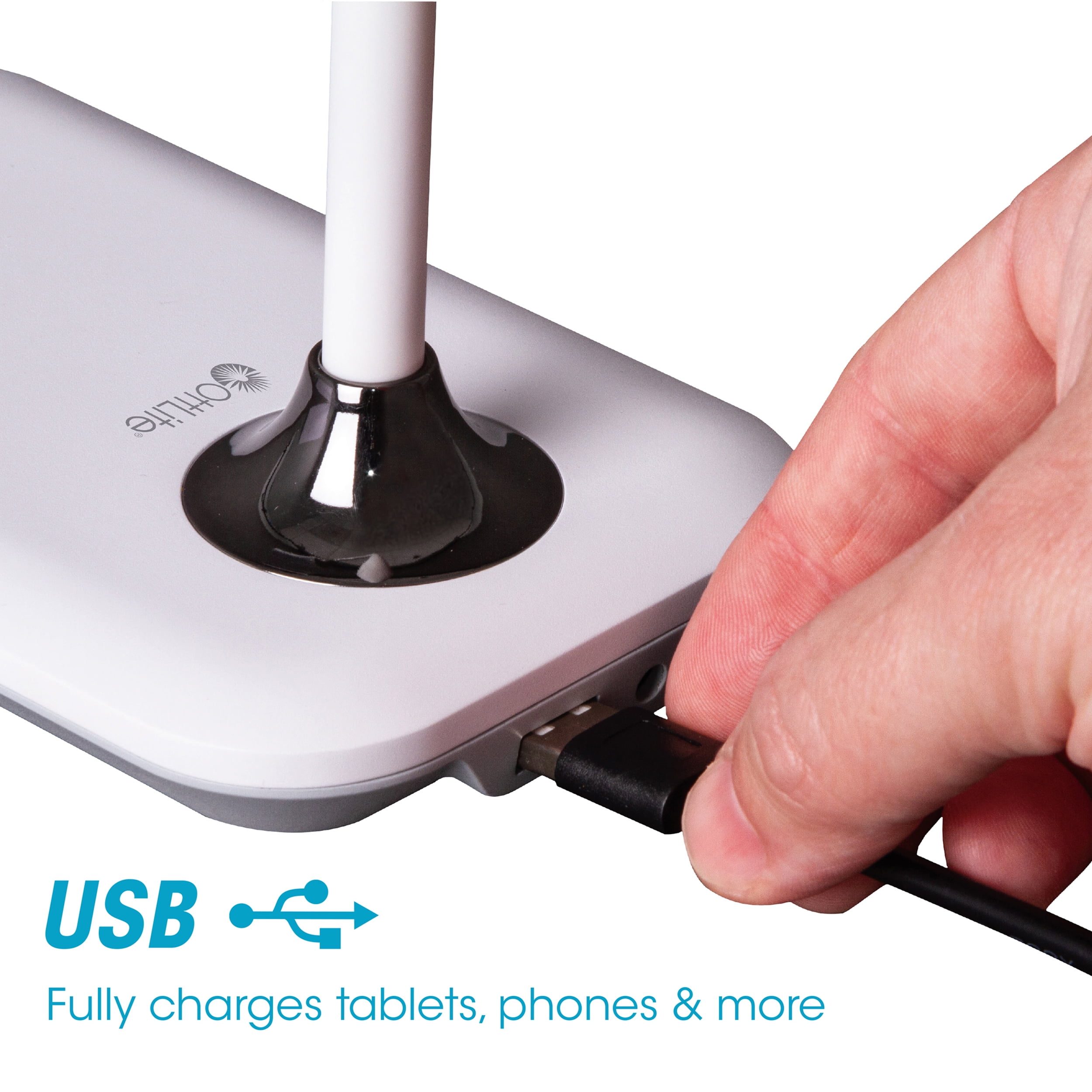 OttLite Enhance LED Sanitizing Desk Lamp with USB Charging – Eliminates up to 99.9% of Bacteria, Touch Activated, Flexible Neck, Modern Light for Reading, Crafting & Office Desktop