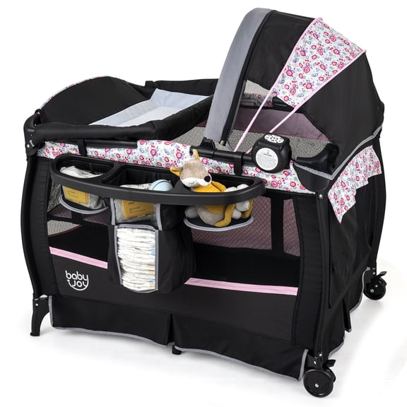 Babyjoy 4 in 1 Portable Pack & Play Foldable Baby Bassinet with Mattress Carrying Bag
