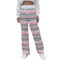 thumbnail image 1 of Pantalones con cordón y estampado navideño para mujer, elegantes, elásticos, de pierna larga y ancha, pantalones casuales para fiesta de Navidad No.30 White Deer XXL, 1 of 8