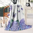 thumbnail image 2 of Purple Flower Butterfly Pattern Blanket,Comfortable Soft Flannel Throw Blanket,All Season,Warm Lightweight Blankets for Sofa Bed Couch Living Room Chair,60"x80", 2 of 4