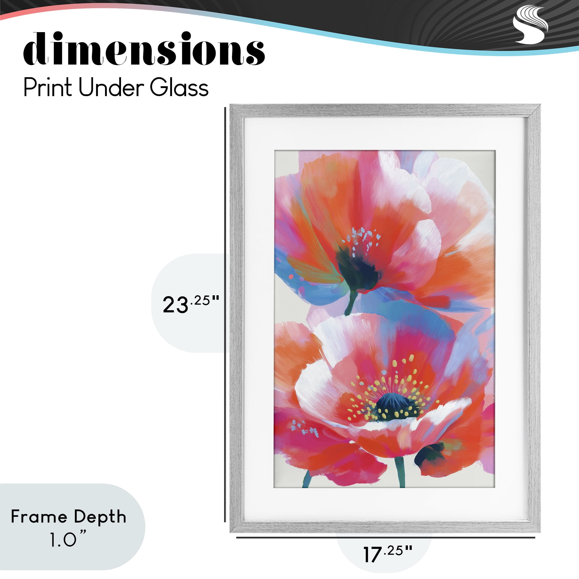 Stupell Industries Poppies in Soft Light Gray Framed Print Under Glass, design by Chromatic Storm Studio
