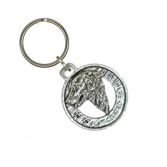 Flatcoated Retriever Keychain, D080KC, 1 1/2 Inch, Dog, Retriever, Metal, Pet, Gift, Handmade in the USA, Multiple Dog Breed Designs Available, 100% American Made