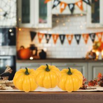 Vrorvz Autumn Pumpkins for Home Decoration with Realistic Style for Seasonal Festivals Featuring Lightweight Design 3.1x3.1x3in Yellow