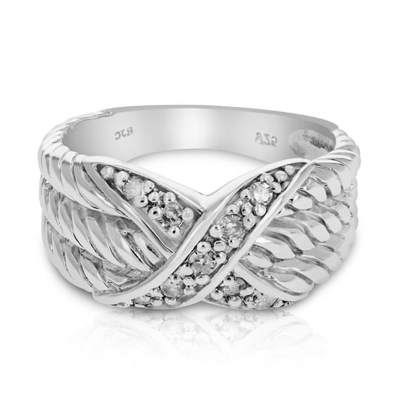 Vir Jewels Bague Diamant 0.15 CTTW en Argent Sterling.925 avec Plaqué Rhodium Style Antique Taille 7 Femme Adulte