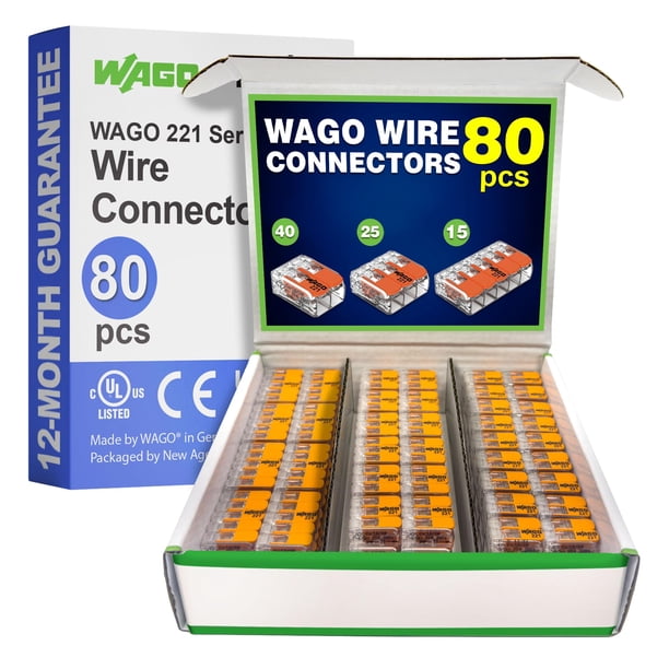 Conectores de cable WAGO serie 221, empalme compacto de 80 piezas