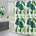 thumbnail image 3 of Waterproof Monstera Shower Curtain - Thick Fabric Bath Liner, Non-Slip Hooks, Leaf Pattern, for Bathtub & Bathroom, Mold-Resistant, 3 of 6