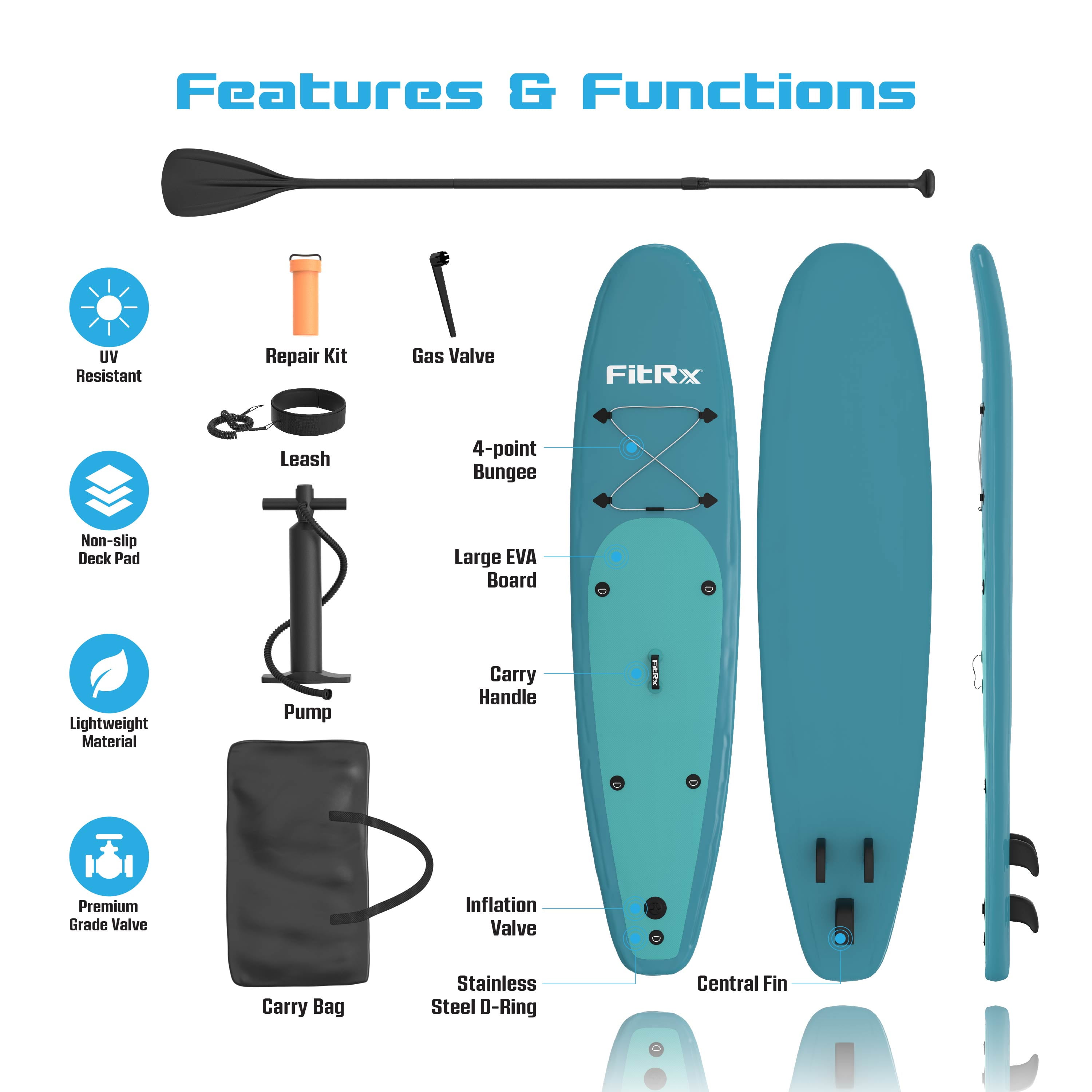 Maircle 10ft. Inflatable Paddle Board with Aluminum Adjustable Paddle and Accessories Carry Bag