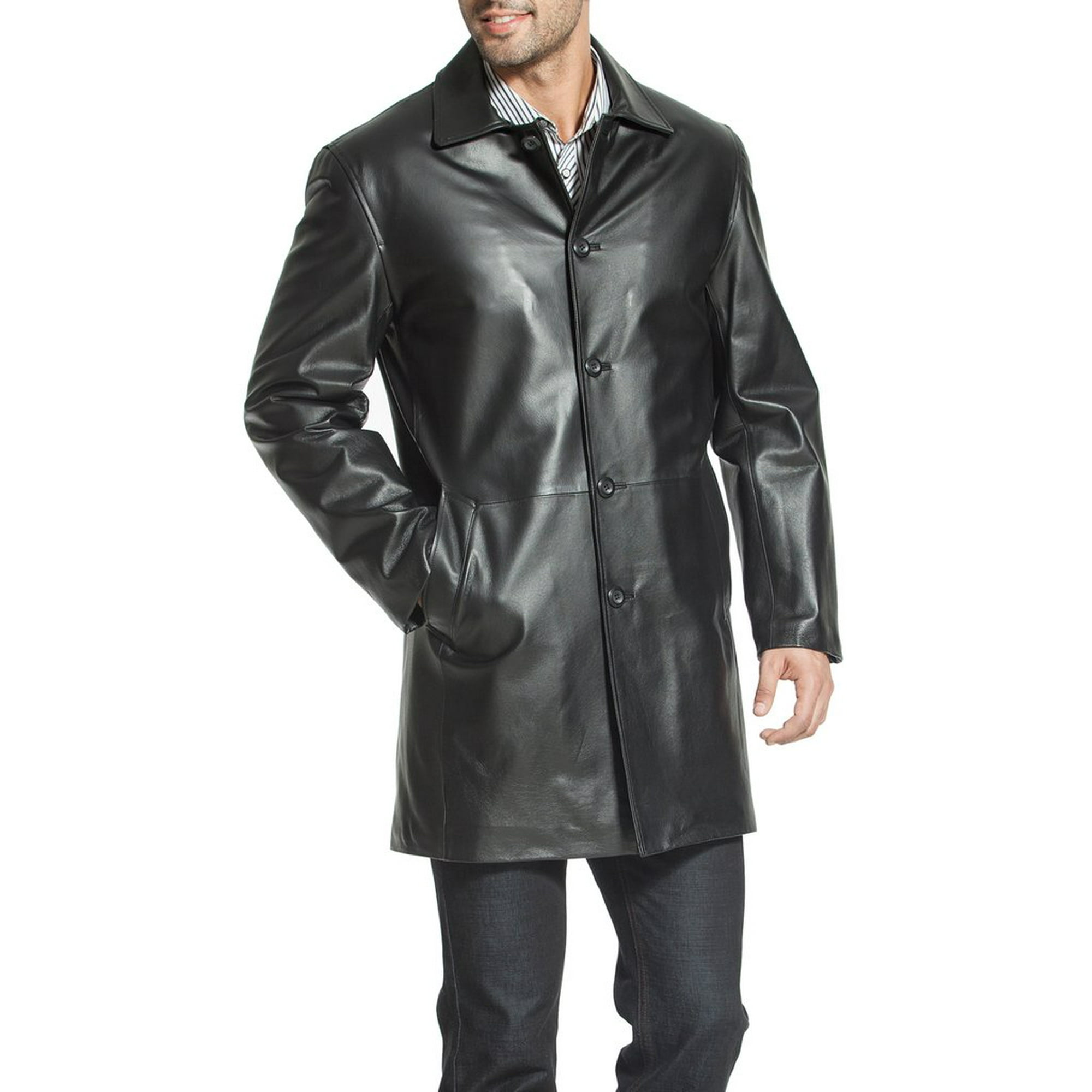 BGSD Men s Peter Three Quarter Lambskin Leather Car Coat Walmart