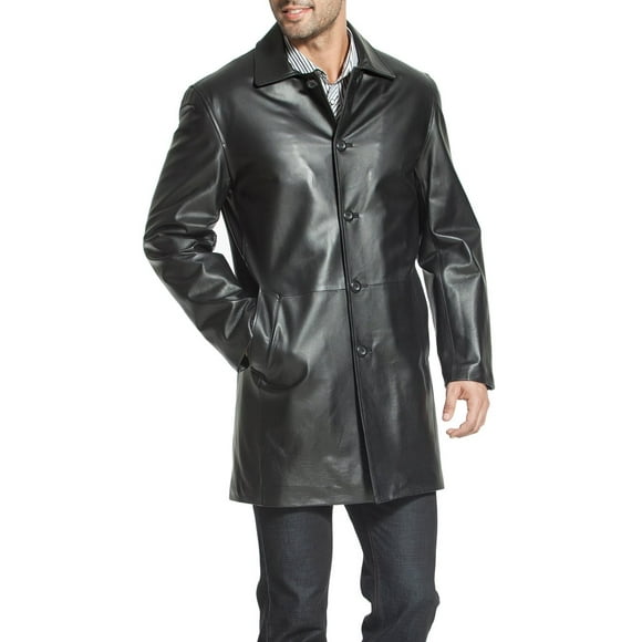 BGSD Manteau de Voiture en Cuir d'Agneau Trois-Quarts pour Hommes "Peter"