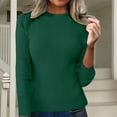 thumbnail image 2 of MIASHUI Chandail-Over Ajusté à Col Rond pour Femmes, Couche de Base à Manches Longues pour Tenues Décontractées et Intelligentes Vert,P, 2 of 8