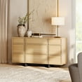 thumbnail image 6 of WAMPAT Modern 9-Drawers Dresser for Bedroom, Wooden Chest of Drawers with T-Shaped Wood Legs, Storage Cabinet and Closet Organizer for Bedroom, Hallway, Living Room, Oak, 6 of 10