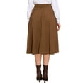 thumbnail image 3 of Corduroy Skirt for Women Button Front High Waist Vintage Stretch A-Line Flared Casual Midi Skirts with Pockets XL Dark Brown, 3 of 6