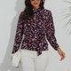 thumbnail image 5 of Camisa de manga larga con cinturón de cuello alto estampado ajustado para mujer Tops/camisas de cuello alto de manga larga Pompotops  FGAJ22157, 5 of 7