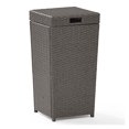 Wicker Patio Trash Can in Weathered Gray