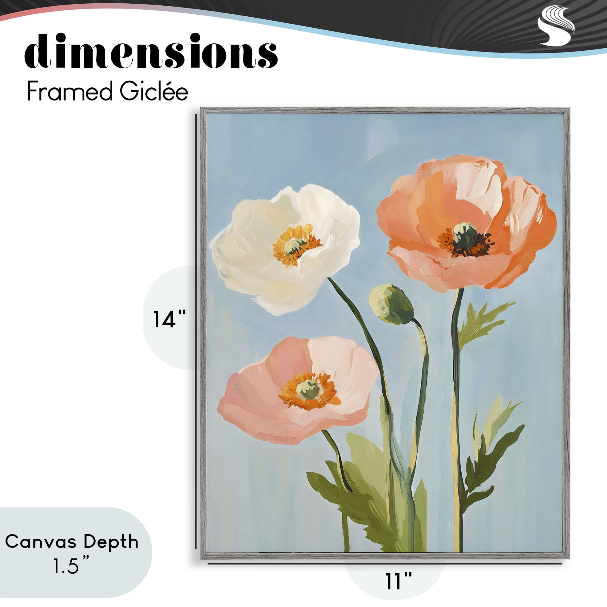 Stupell Industries Pastel Poppy Blooming Trio Gray Framed Giclee Art, design by The Prints Vibe