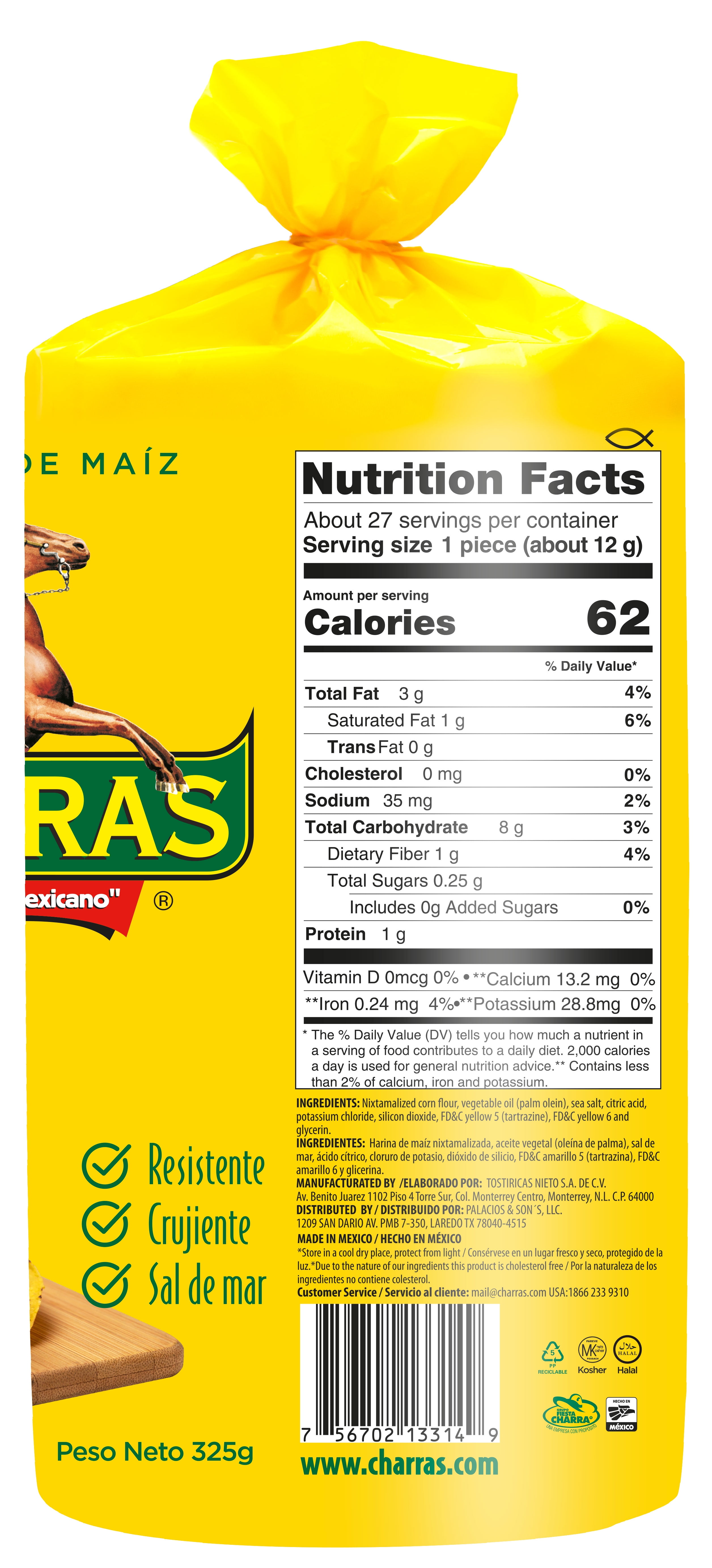 Charras Original Corn Tostadas Amarilla, Gluten-Free Yellow, 11.46oz