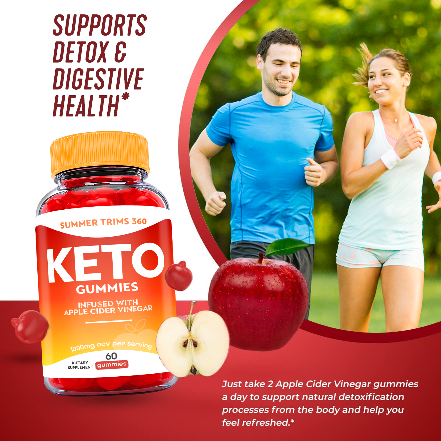 (1 Pack) Summer Trims 360 Keto ACV Gummies - Supplement for Weight Loss - Energy & Focus Boosting Dietary Supplements for Weight Management & Metabolism - Fat Burn - 60 Gummies