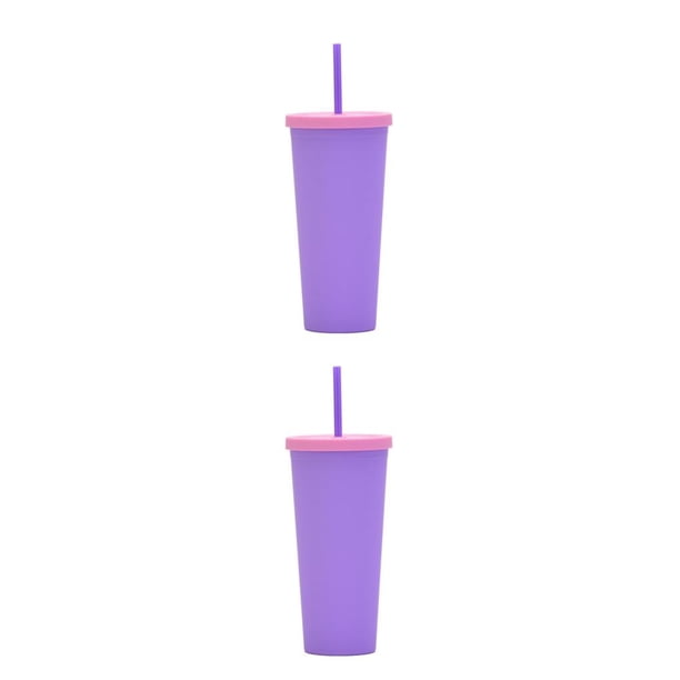 Matsuzay Taza de paja de plástico de doble capa, botella de café, tazas heladas cómodas a la moda, vaso de verano para el hogar, la oficina y Type6 NO6