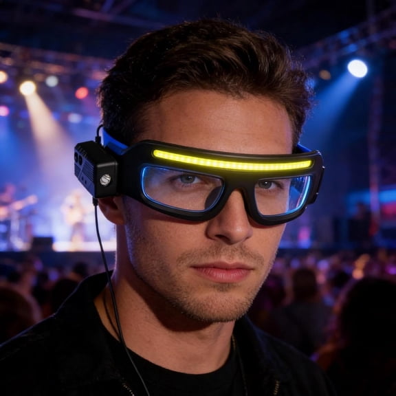 LED Rechargeable Headlamp Glasses: Motion Sensor & Touch Control Light-Up Eyewear (Yellow)（1pcs,H）