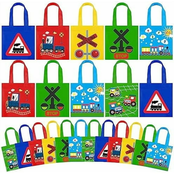 20 Pieces Reusable Mini Train Party Tote Gift Bags with Handles Goodie Treat Bags Gift Bag with Handles Party Favor$$Home Decor, Kitchen, & Other