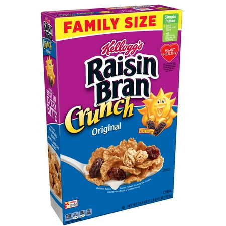 Cereal Dish - Kellogg's Raisin Bran Crunch Breakfast Cereal, Original, Family Size, 24.8 Oz