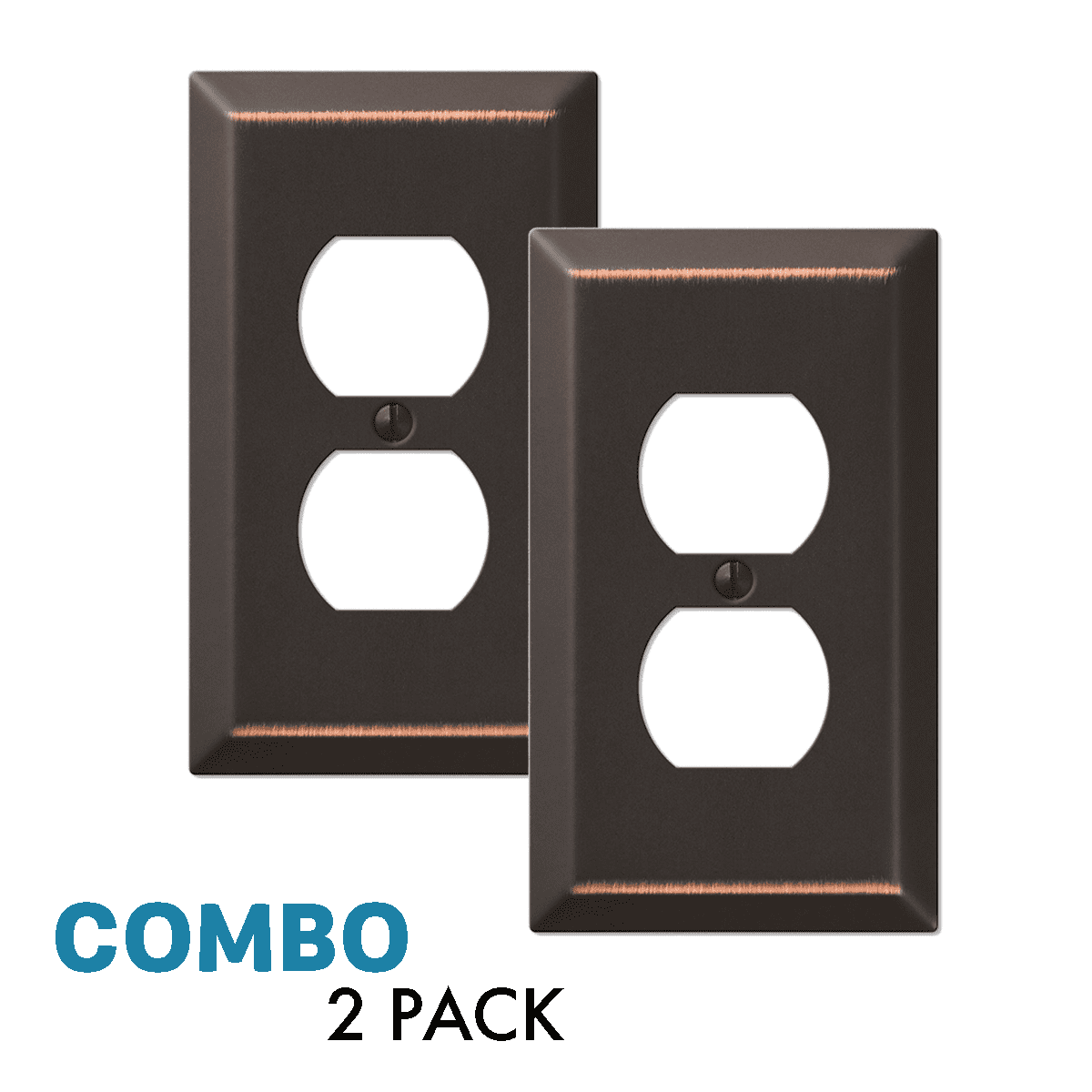 2-Pack Duplex Outlet Wall Plate Decorative Steel, Oil Rubbed Bronze