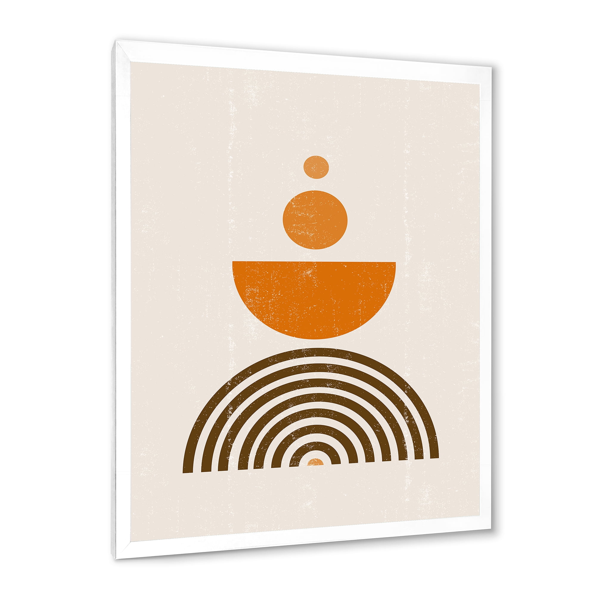 Designart 'Abstract Rainbow Moon and Sun In Earth Tones V' Modern Framed Art Print