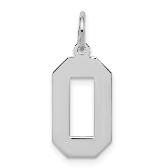 Sterling Silver/Rhodium-plated Polished Number 0 Charm QMS00
