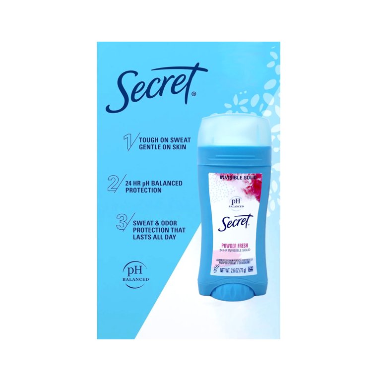 Secret, Invisible Solid Antiperspirant Deodorant, 2.6 oz, Powder