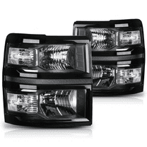 Magshion Set of 4 Left   Right Headlights Assembly for 2014-2015 Chevrolet Silverado 1500, Clear Lens Black Housing