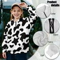 thumbnail image 6 of Uorisanigo Girls Half Zip Collar Sweatshirts Black and White Cow Print Long Sleeve Lapel Zipper Sweatshirt No Hood Quarter Zipper Hoodies Fall Trendy Winter Clothes Essentials Athletic Top, 6 of 7