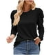 thumbnail image 3 of Top marrón,Camisa de manga larga y cuello redondo para mujer, informal, de color liso, de tela suave, cómoda para el hogar y el uso diario, sopatenor, 3 of 9