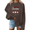 thumbnail image 1 of Bowake Chandails en Molleton de Noël pour Femmes Imprimé Manches Longues Col Rond Décontracté Ample Chandail-Over Blouse, 1 of 4