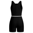 thumbnail image 2 of IBTOM CASTLE Girls 2 Piece Tennis Outfit Tank Top Shorts Set Backless Crop Tank Top Crossover Tummy Control Shorts Yoga Workout Activewear with Side Pockets 黑色, 2 of 7