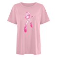 thumbnail image 1 of T-Shirt Femme Manches Courtes Imprimé Cancer Décontracté T-Shirt Femmes Rose S, 1 of 4