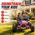 thumbnail image 4 of iRerts 36V Powered Ride on Toys for Big Kids, 2 Seater Ride on Cars with Metal Frame, Bluetooth Music, 4 Wheels Suspension, Electric Ride on Vehicles for Boys Girls, Pink, 4 of 8