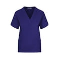 thumbnail image 2 of Minty Mint, Women's, Unisex Solid Medical Scrub Set V-Neck Top and Cargo Pants, Purple, XS, 2 of 7