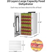 XUTUMM Commercial 20-Tray Food Dehydrators, Stainless Steel,with Digital Adjustable Timer Temperature Control