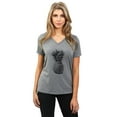 thumbnail image 2 of Pineapple Sketch Women's Fashion Relaxed V-Neck T-Shirt Tee Heather Grey Medium, 2 of 3